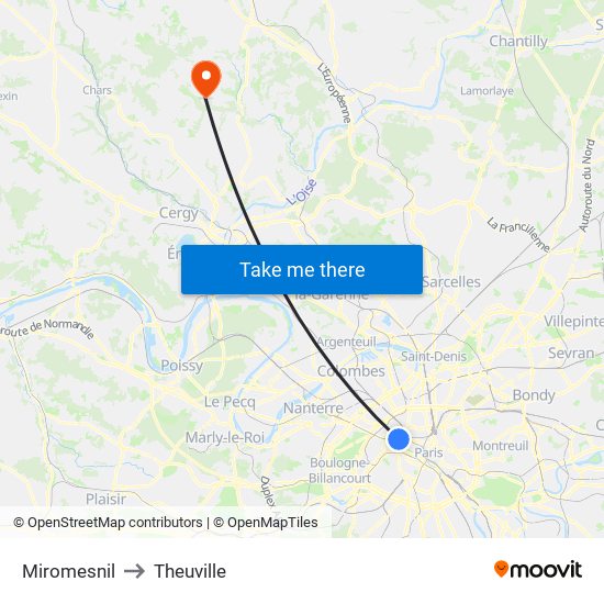 Miromesnil to Theuville map