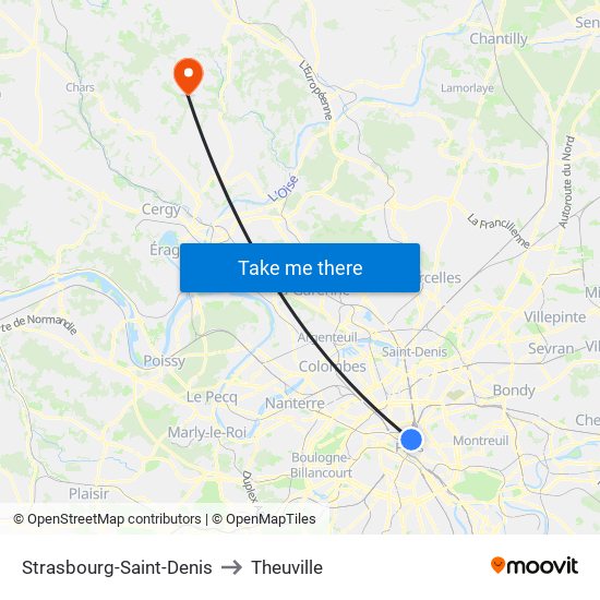 Strasbourg-Saint-Denis to Theuville map