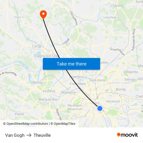 Van Gogh to Theuville map