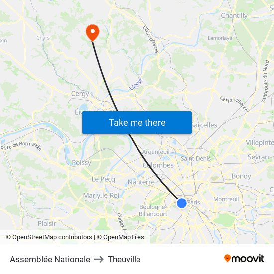 Assemblée Nationale to Theuville map