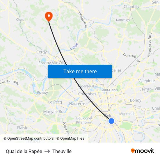 Quai de la Rapée to Theuville map
