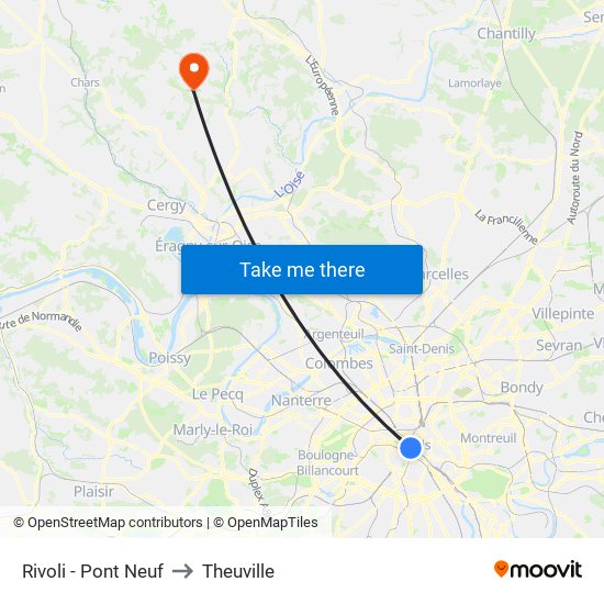 Rivoli - Pont Neuf to Theuville map