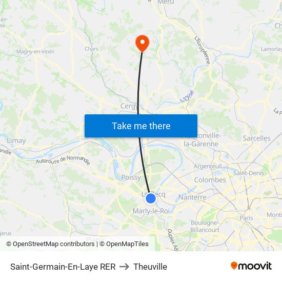 Saint-Germain-En-Laye RER to Theuville map