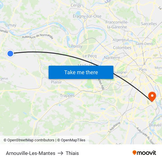 Arnouville-Les-Mantes to Thiais map