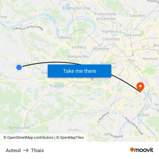 Auteuil to Thiais map