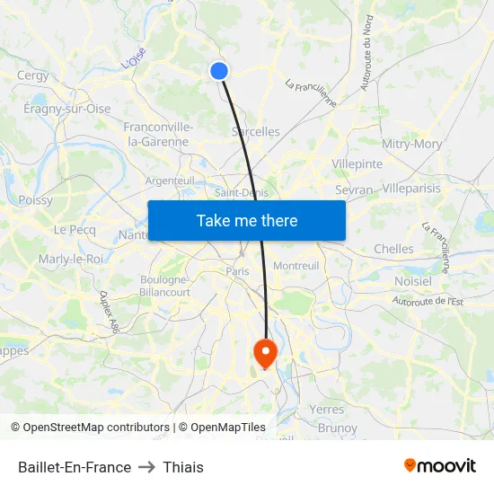 Baillet-En-France to Thiais map