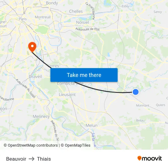 Beauvoir to Thiais map