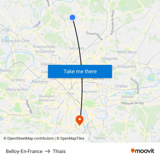Belloy-En-France to Thiais map