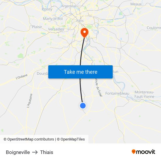 Boigneville to Thiais map