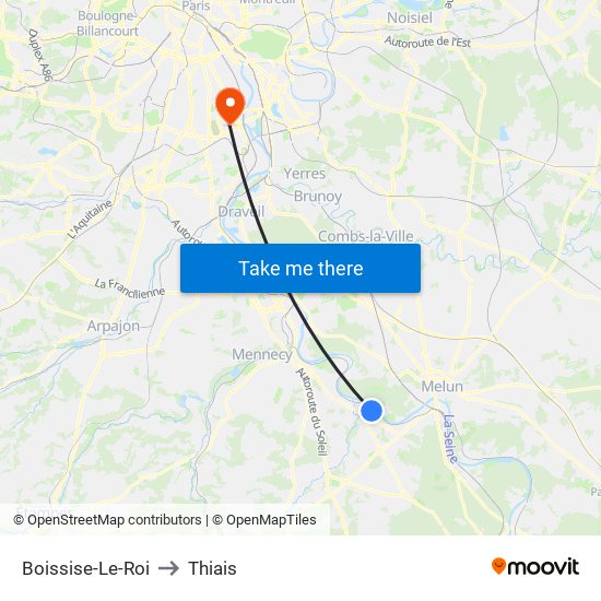 Boissise-Le-Roi to Thiais map