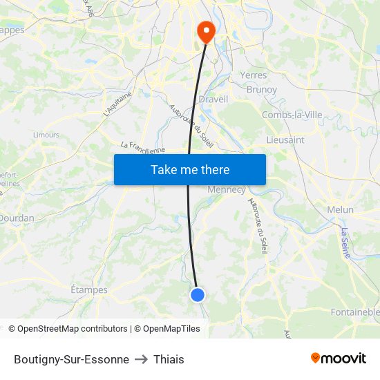 Boutigny-Sur-Essonne to Thiais map