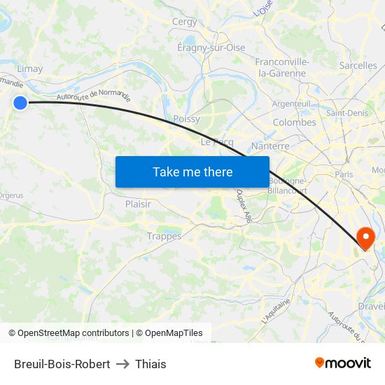 Breuil-Bois-Robert to Thiais map
