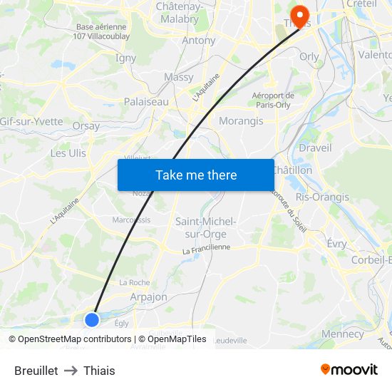 Breuillet to Thiais map
