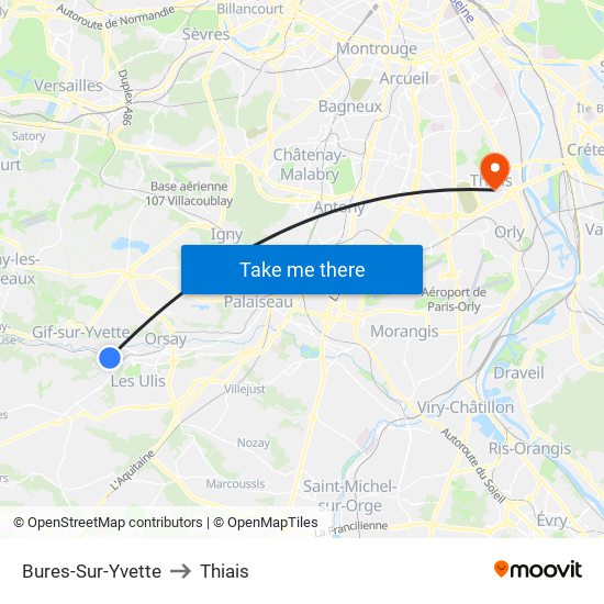 Bures-Sur-Yvette to Thiais map