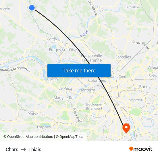Chars to Thiais map