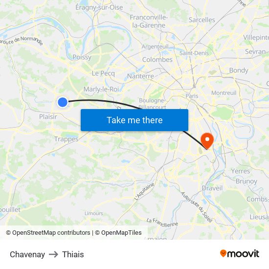 Chavenay to Thiais map