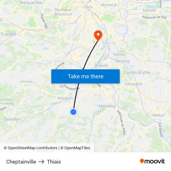 Cheptainville to Thiais map