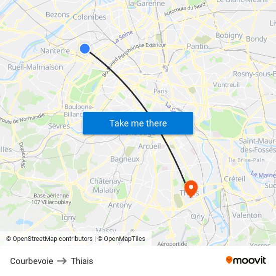 Courbevoie to Thiais map