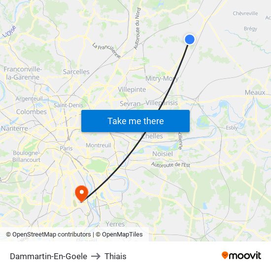 Dammartin-En-Goele to Thiais map