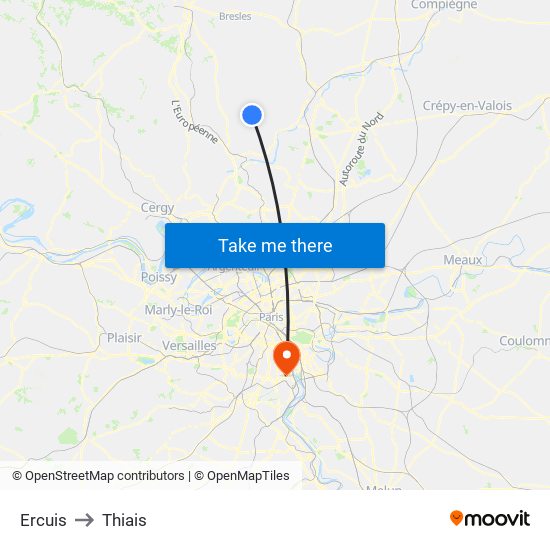 Ercuis to Thiais map