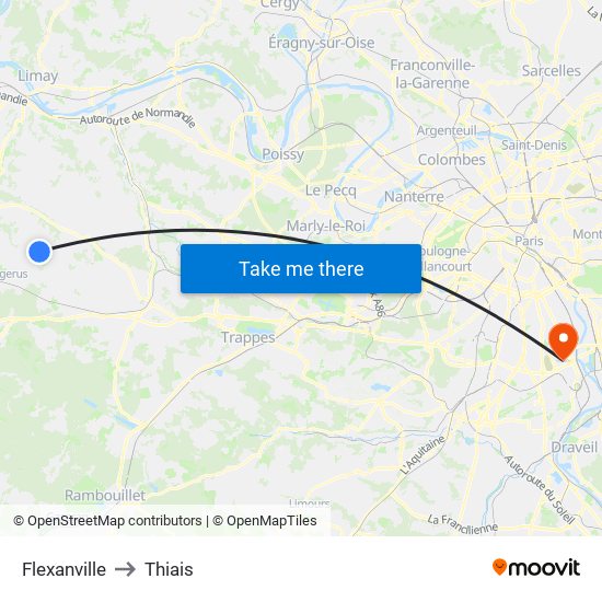 Flexanville to Thiais map