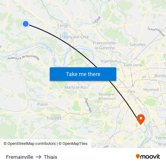 Fremainville to Thiais map