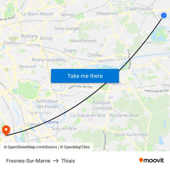 Fresnes-Sur-Marne to Thiais map