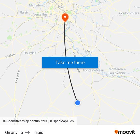 Gironville to Thiais map