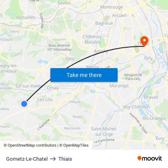 Gometz-Le-Chatel to Thiais map