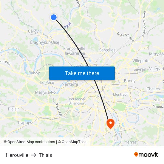 Herouville to Thiais map