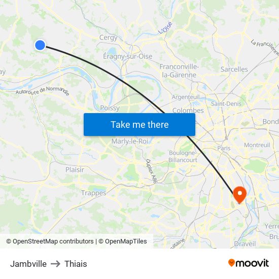 Jambville to Thiais map
