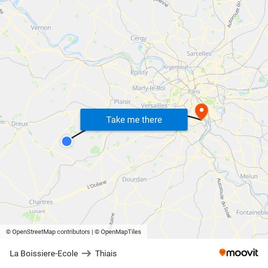 La Boissiere-Ecole to Thiais map
