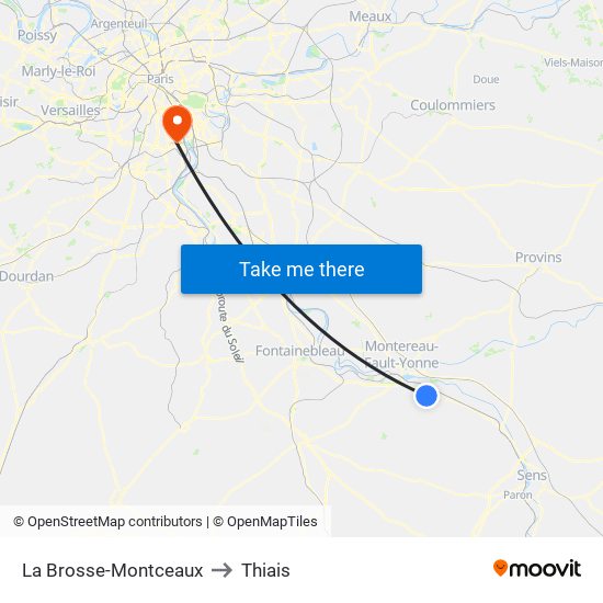 La Brosse-Montceaux to Thiais map