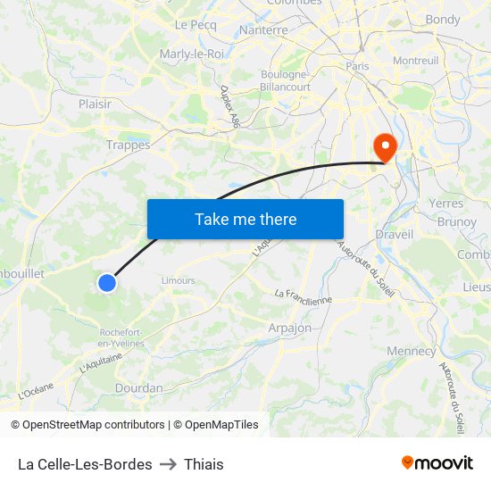 La Celle-Les-Bordes to Thiais map