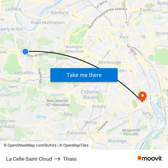 La Celle-Saint-Cloud to Thiais map