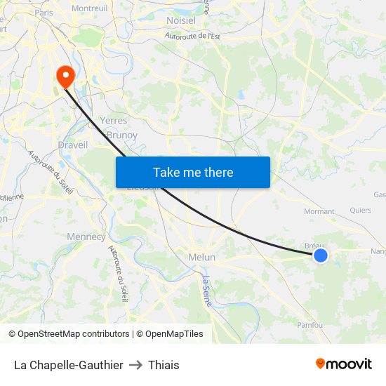 La Chapelle-Gauthier to Thiais map