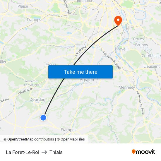 La Foret-Le-Roi to Thiais map