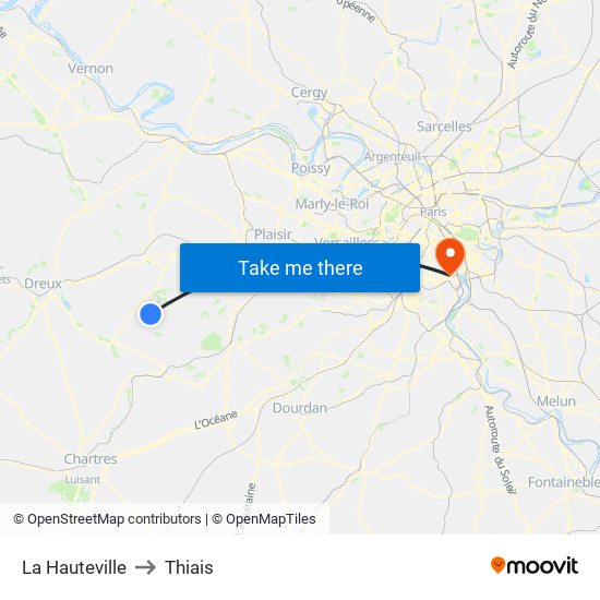 La Hauteville to Thiais map