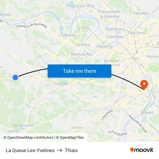 La Queue-Les-Yvelines to Thiais map