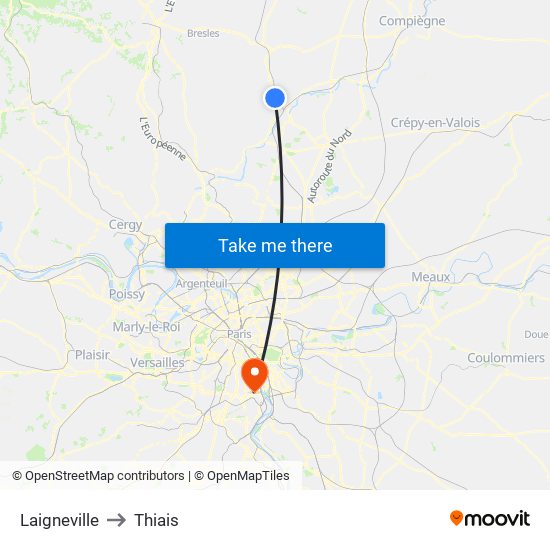 Laigneville to Thiais map