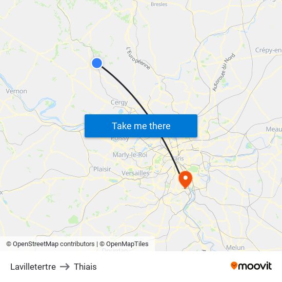 Lavilletertre to Thiais map