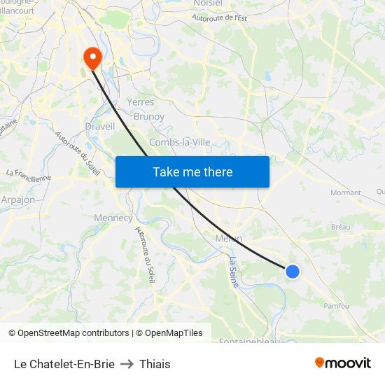 Le Chatelet-En-Brie to Thiais map