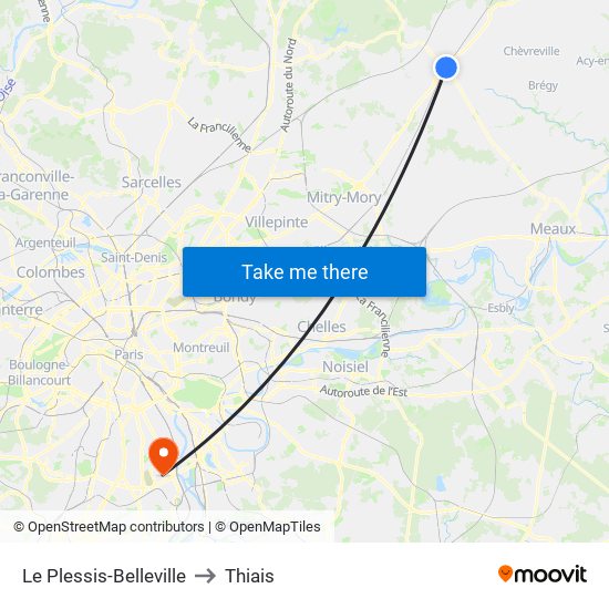 Le Plessis-Belleville to Thiais map