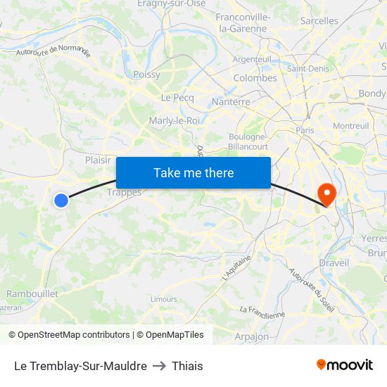 Le Tremblay-Sur-Mauldre to Thiais map