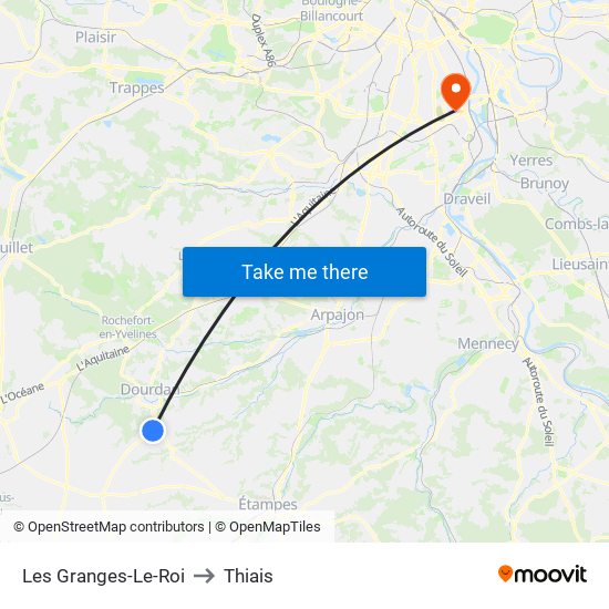 Les Granges-Le-Roi to Thiais map