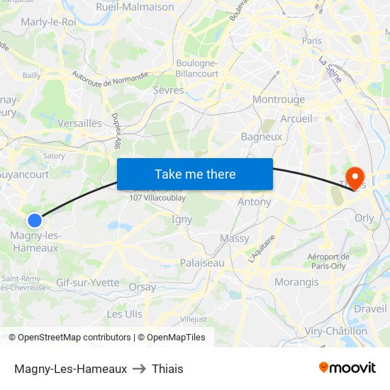 Magny-Les-Hameaux to Thiais map