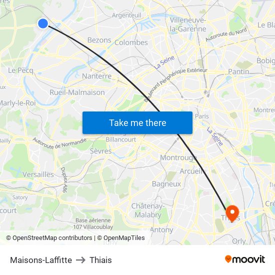 Maisons-Laffitte to Thiais map