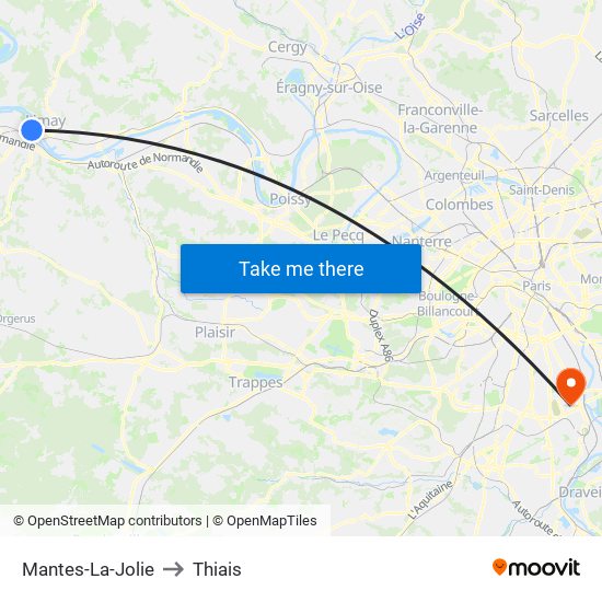 Mantes-La-Jolie to Thiais map