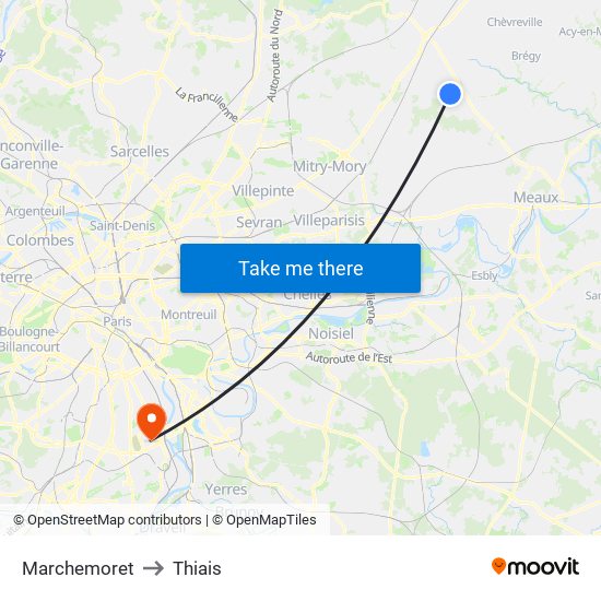 Marchemoret to Thiais map