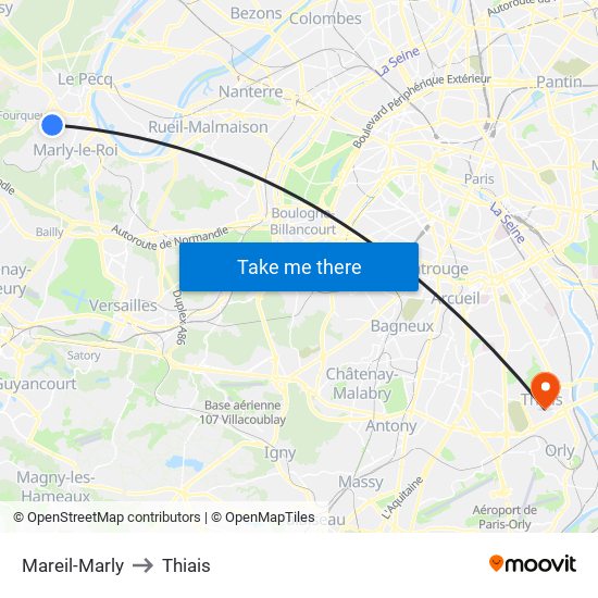 Mareil-Marly to Thiais map